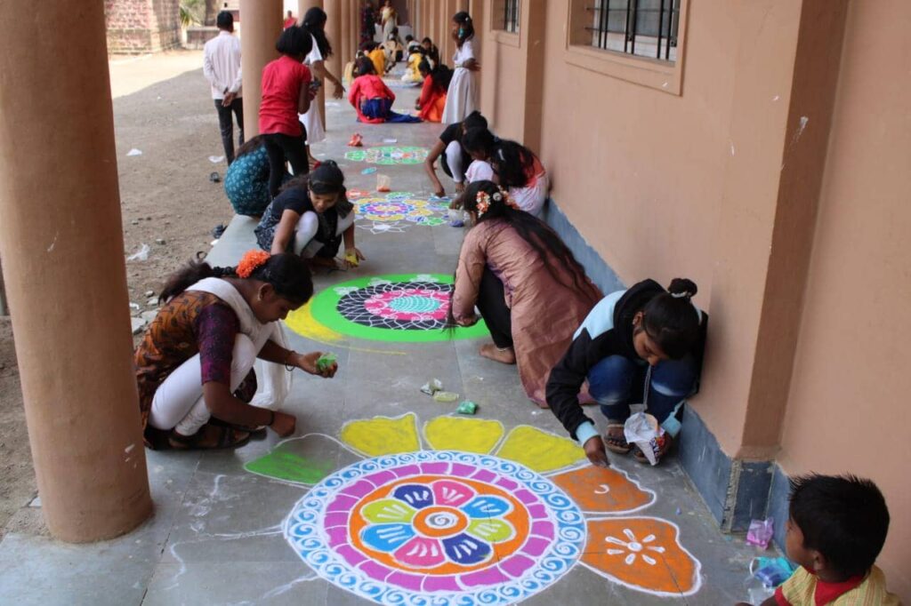 Kishori's taking part in a Rangoli Making Event