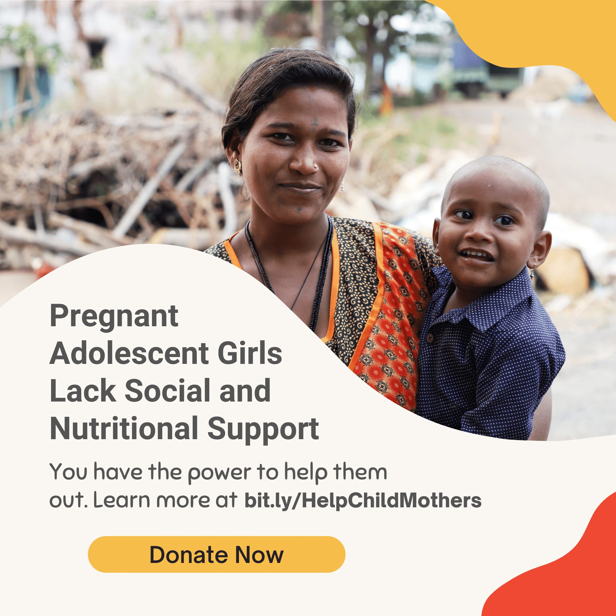 smiling mother and child. copy encouraging donation to support child mothers
